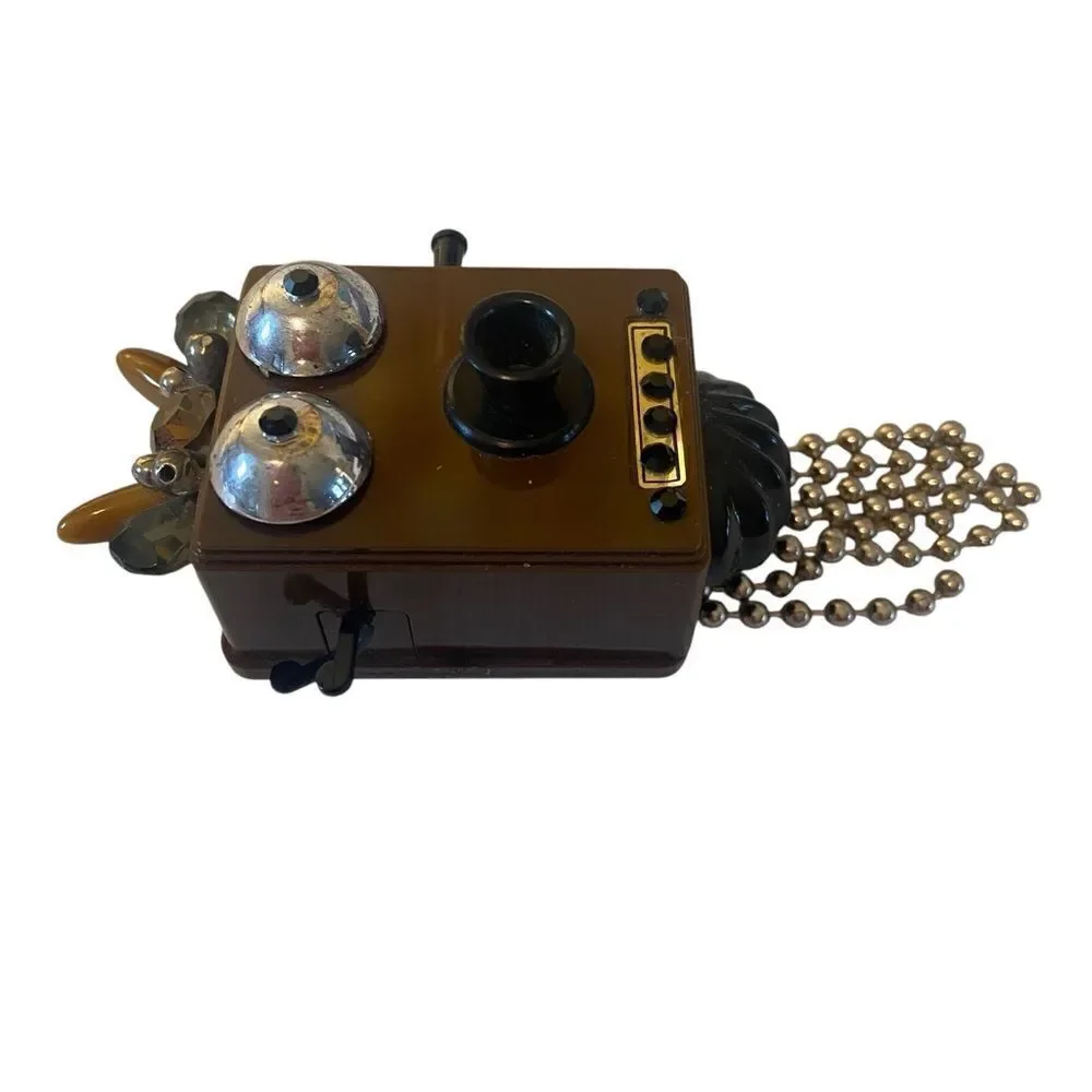 Amazing & Wholly Unique Vintage One of a Kind Telephone Robot Pin/Brooch.